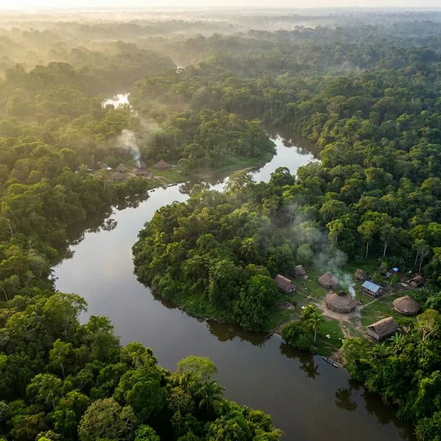 Travel view representing Miriti Paraná in Amazonas, Colombia