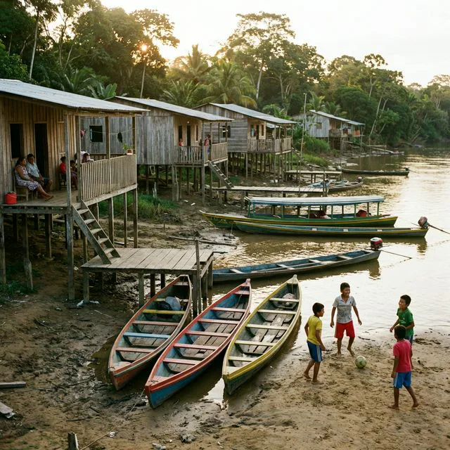 Travel view representing Puerto Alegría in Amazonas, Colombia