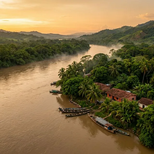 Travel view representing Puerto Triunfo in Antioquia, Colombia