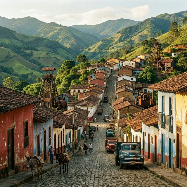Travel view representing Segovia in Antioquia, Colombia