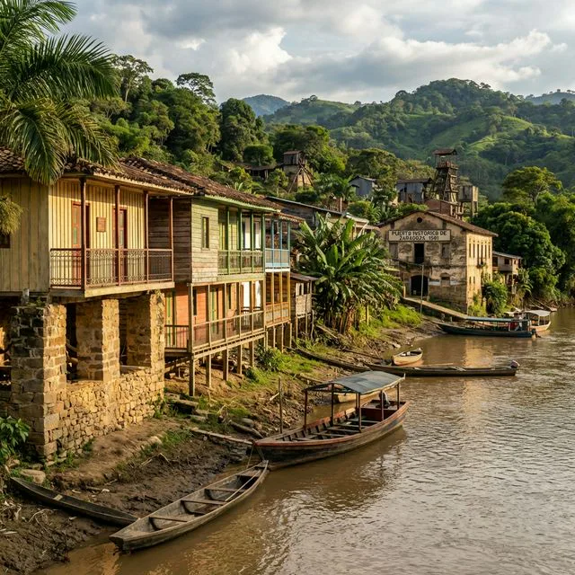 Travel view representing Zaragoza in Antioquia, Colombia