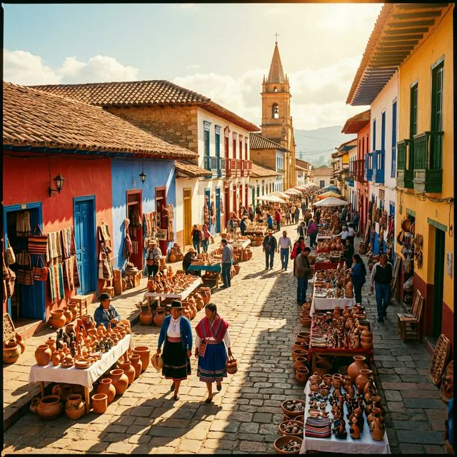 Travel view representing Ráquira in Boyacá, Colombia