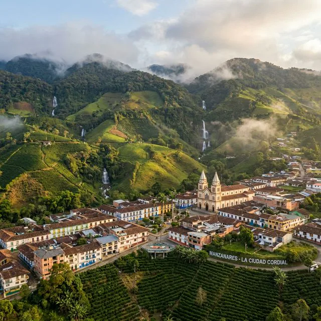 Travel view representing Manzanares in Caldas, Colombia