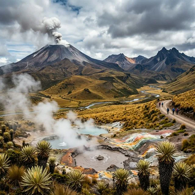Travel view representing Puracé in Cauca, Colombia