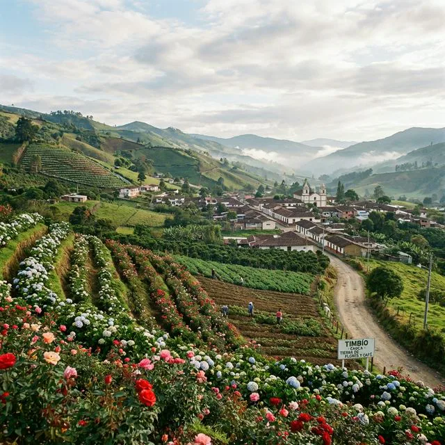 Travel view representing Timbío in Cauca, Colombia