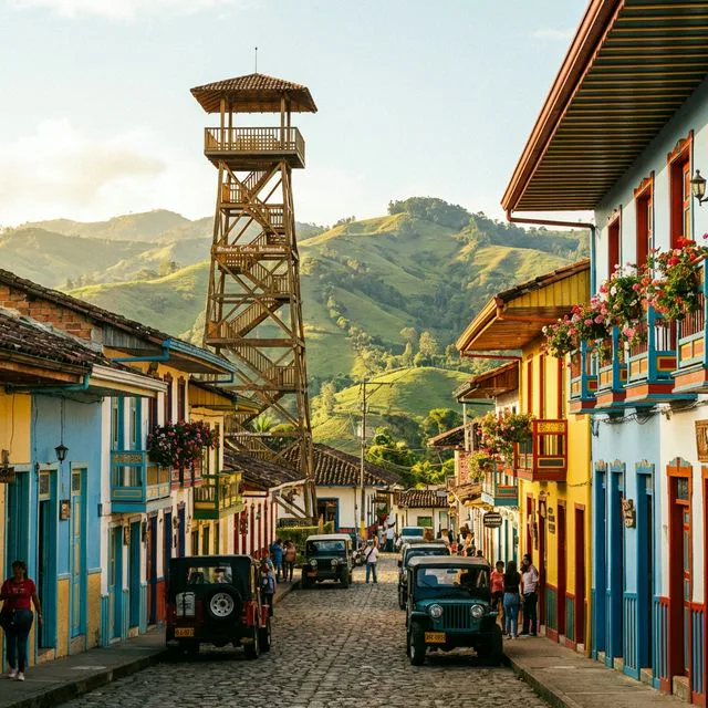 Travel view representing Filandia in Quindío, Colombia