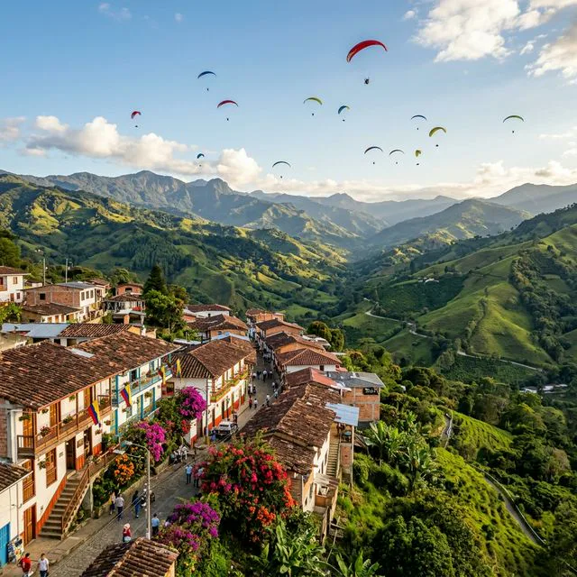 Travel view representing Apía in Risaralda, Colombia