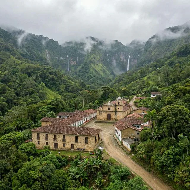 Travel view representing Santa Helena del Opón in Santander, Colombia