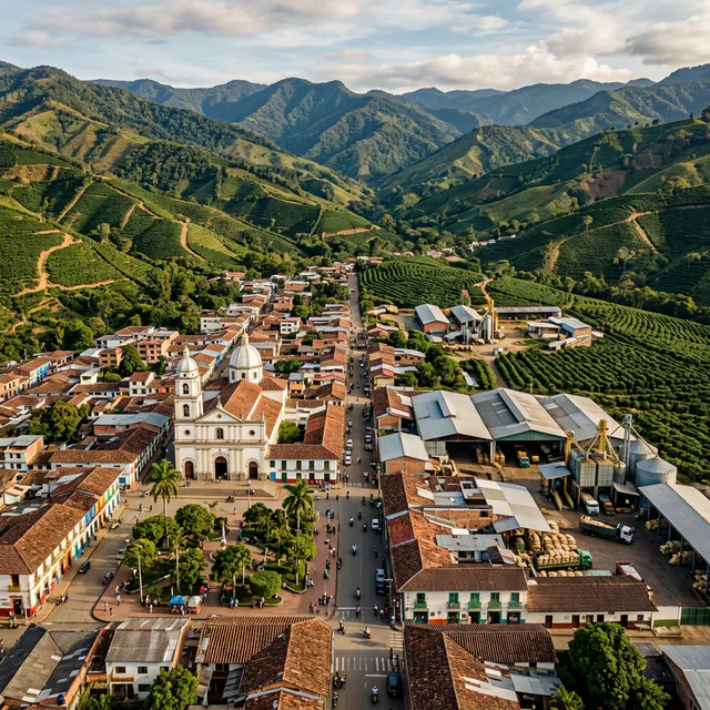 Travel view representing Caicedonia in Valle del Cauca, Colombia